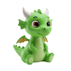 Fototapeta premium Cute Green Dragon Figurine Fantasy Creature Collectible