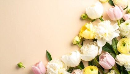 Pastel Peonies and Tulips Spring Floral Arrangement