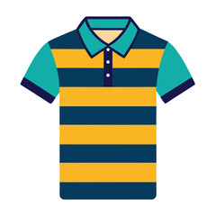 Striped Short Sleeve Polo Shirt Illustration with Button Details and Teal Accents