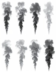 Smoke plumes with grey, black, design elements, and digital art.