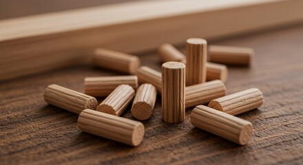 Wooden Dowels on a Wooden Surface