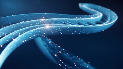 Blue Glowing DNA Helix with Floating Particles in Futuristic Abstract Biotech Background on Dark Scientific Technology Theme

 - Powered by Adobe