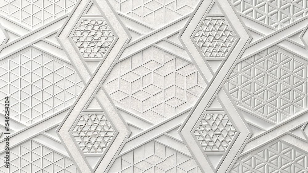 Poster abstract background of white triangle tiles with purple gaps between them