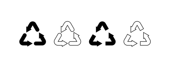 recycle symbol filled and outline vector set