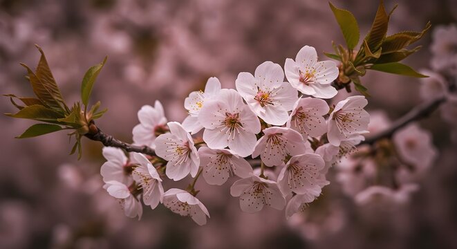 Cherry blossom, Cherry blossoms, Pink flowers, Delicate Pink Cherry Blossoms in Bloom