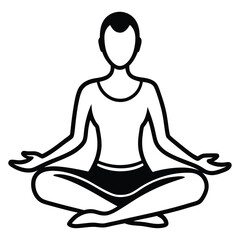  Person silhouetted in lotus yoga pose meditation.