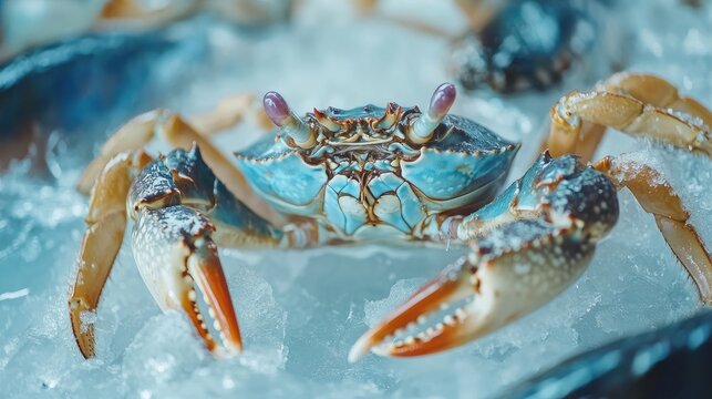 Soft Shell Crab. soft shell crab on ice at the fish market: