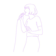 singing woman lineart illustration