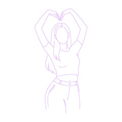 woman making heart with arms lineart illustration