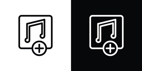 Add music icon in black. flat graphic vector icon