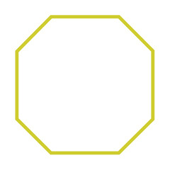 黄色線の八角形フレーム素材・シンプル囲み枠・透過PNGイラスト