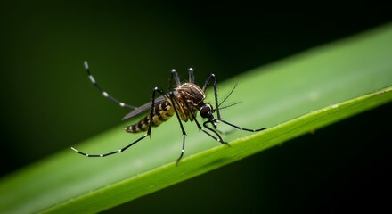Fototapeta premium Mosquito, Insect, Invertebrate, Mosquito on a Leaf
