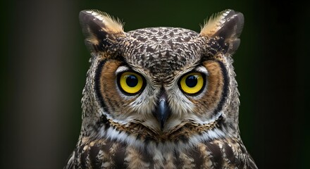 Obraz premium Great horned owl, Owl, Bird, Great Horned Owl Close-Up Portrait