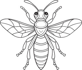 Hornet insect line drawing for coloring