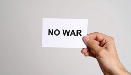 Hand Holding Sign No War - Peace Advocacy Image