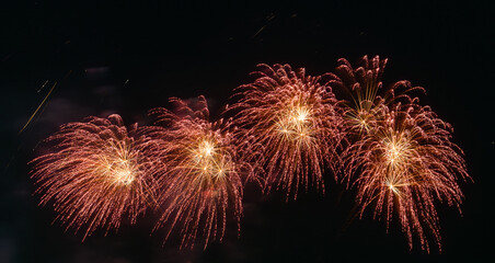Colorful Fireworks Display Over Water