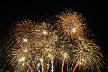 Colorful Fireworks Display Over Water