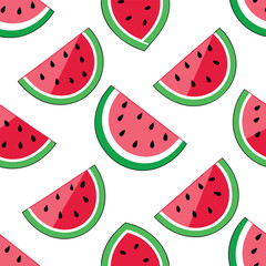 Vibrant Watermelon Slice Pattern on White Background Fresh Summer Fruit Illustration
