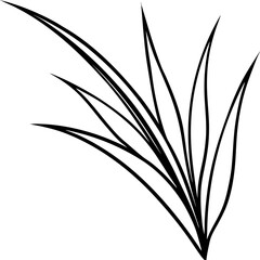 Fototapeta premium Grass Tuft Line Illustration
