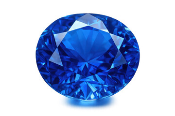 Oval cut blue sapphire gemstone sparkling on a transparent background, perfect for jewelry design or luxury concepts