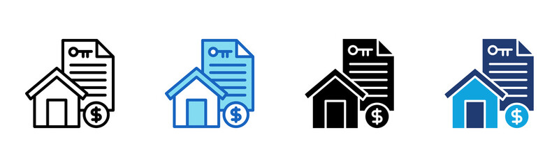 Rent House icon Multi Style Vector Illustration 