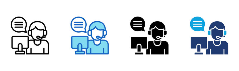 Call Center icon Multi Style Vector Illustration 