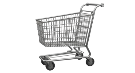 Isolated Metal Shopping Cart