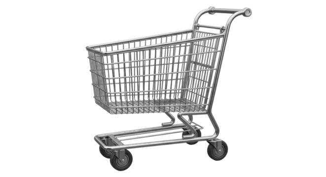 Isolated Metal Shopping Cart