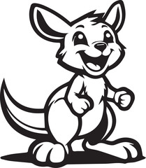 This adorable drawing depicts a cheerful baby kangaroo, joyfully hopping with a wide smile. The kangaroo is rendered in a charming cartoon style, featuring simple details and clean lines that highligh © Gazelle
