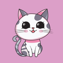 
cute girl cat illustration in kawaii style
