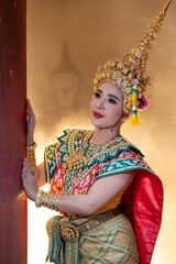Thai Khon performers in elaborate costumes of Thotsakan, Ritik, and Nang Sida
