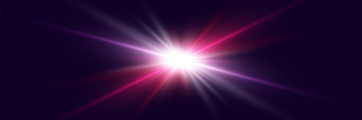 Light effect flash with rays. Vector illustrator