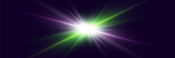 Light effect flash with rays. Vector illustrator