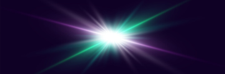 Light effect flash with rays. Vector illustrator