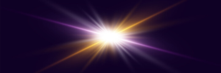 Light effect flash with rays. Vector illustrator