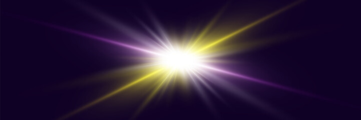 Light effect flash with rays. Vector illustrator