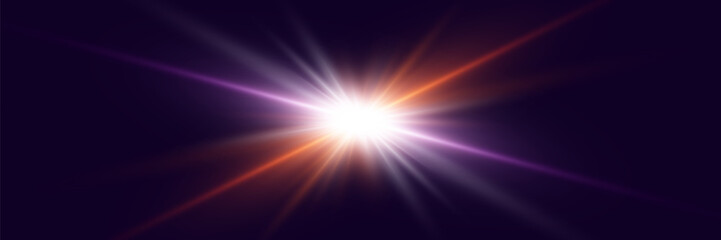 Light effect flash with rays. Vector illustrator
