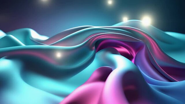 Blue Pink Fabric Waves Glow Soft Texture Flowing Cloth Background Shine