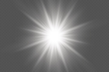 Bright white light beam effect with transparent background for glow, spotlight or skylight.