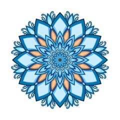 Mehndi Henna Drawing Circular Mandala pattern for tattoo, decoration premium product poster or painting. Decorative ornament in ethnic oriental style. Outline doodle hand draw illustration