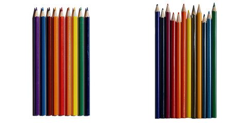 Obraz premium Colorful pencil arrangement studio photography bright top view