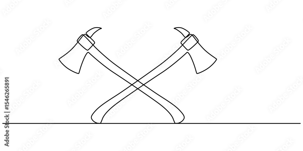 Aufkleber continuous one line drawing of axe design. axe in single line draw illustration. editable stroke, on