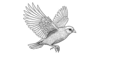 Bird, Flying bird, Bird illustration, Bird in Flight, Line Art Illustration