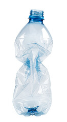 Compressed Plastic Bottle for Recycling, Isolated on White or Transparent Background