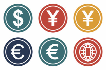 Obraz premium World currencies and global symbol isolated on white background