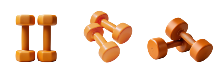 Strength training session with dumbbells home gym fitness equipment