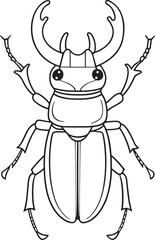Fototapeta premium a large beetle with horns is shown in a black and white drawing style