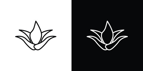 Aloe vera icon in black. flat graphic vector icon