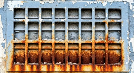 Dirty Ventilation Grate Rust Stains Dust Buildup Industrial Grunge Background