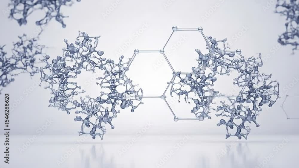 Poster abstract molecular structures animation for science presentation or educational video